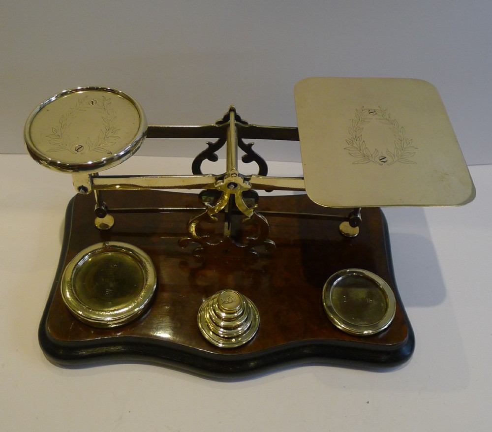 Grand Oversized Antique English Burr Walnut Postal or Letter Scale c.1890