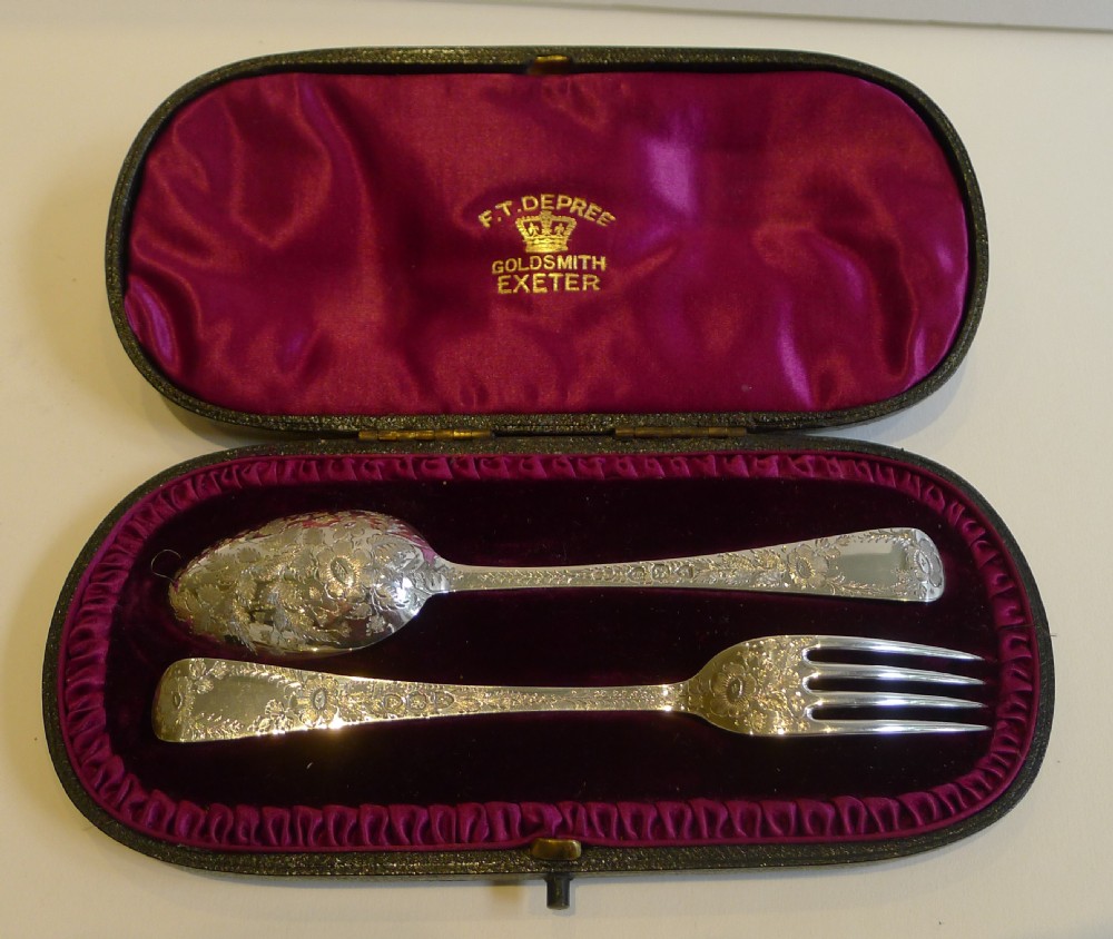 English Victorian Sterling Silver Christening Set - London 1893