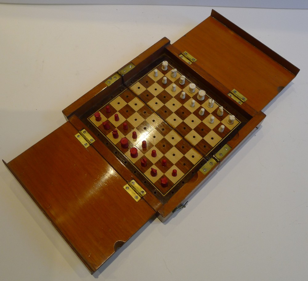 Antique English Travel Chess Set c.1890