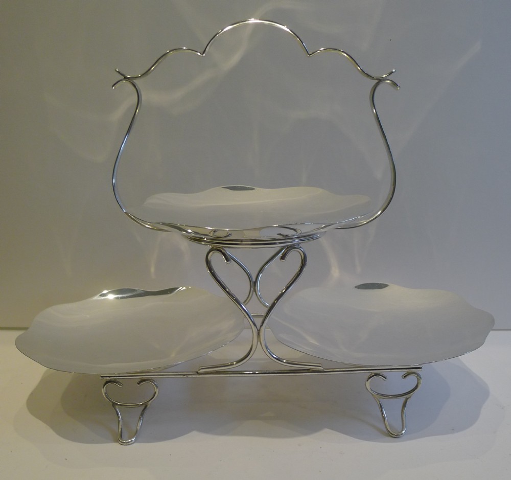 Elegant English Silver Plated Cake Stand by LEVESLEY BROTHERS of Sheffield c.1900