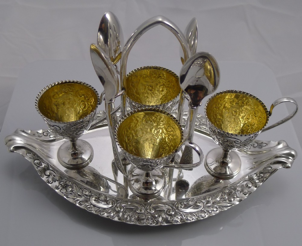 Magnificent Antique English Silver Plated Egg Cruet by Walker & Hall c.1903