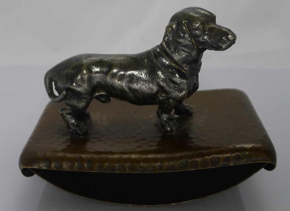 Figural Arts and Crafts Rocking Desk Blotter - Dog - Dachshund c.1900