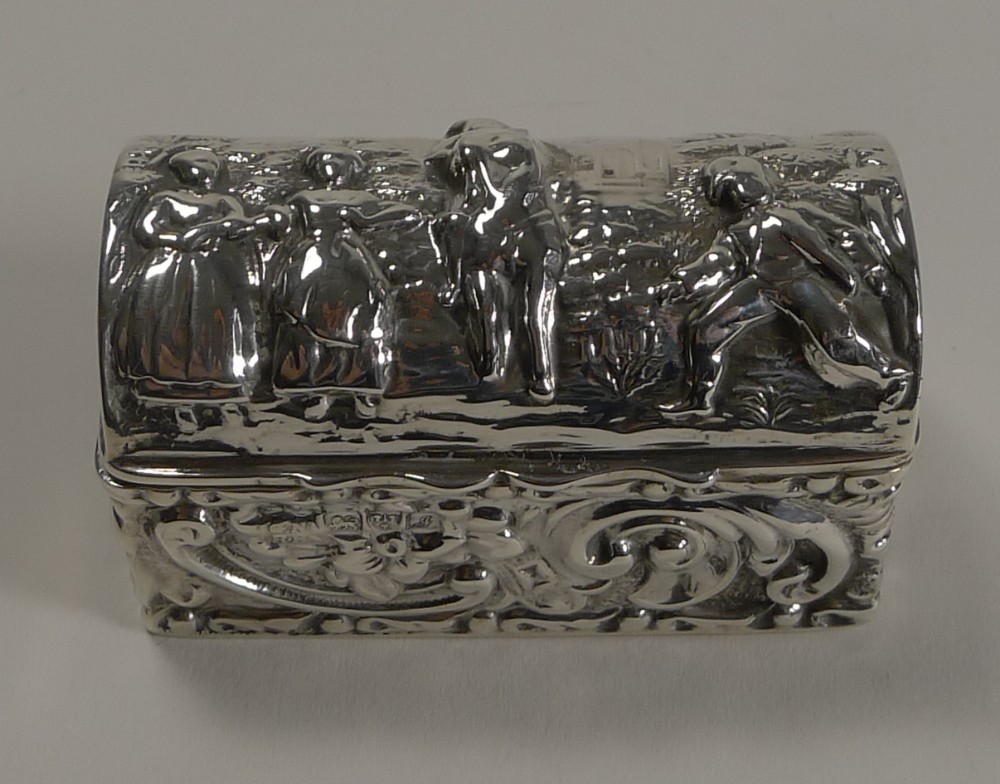 Antique English Sterling Silver Ring Box For Two Rings - 1909