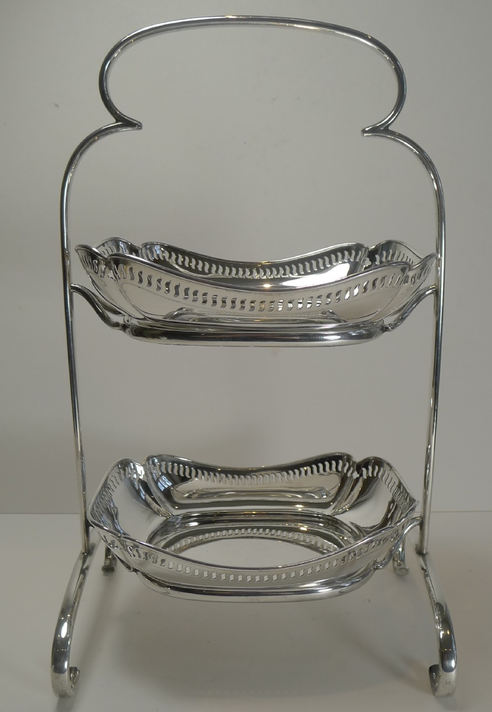Elegant Antique English Two Tier Cake Stand by Atkin Brothers c.1900