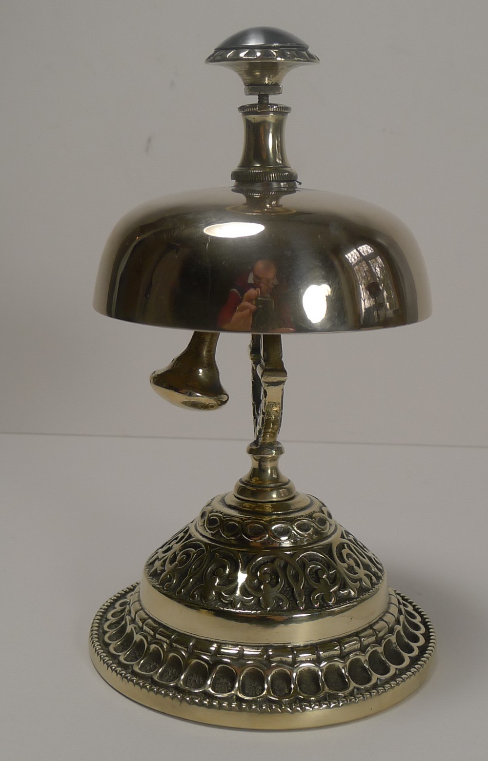 Stunning Large Antique English Brass Desk or Counter Bell c.1880