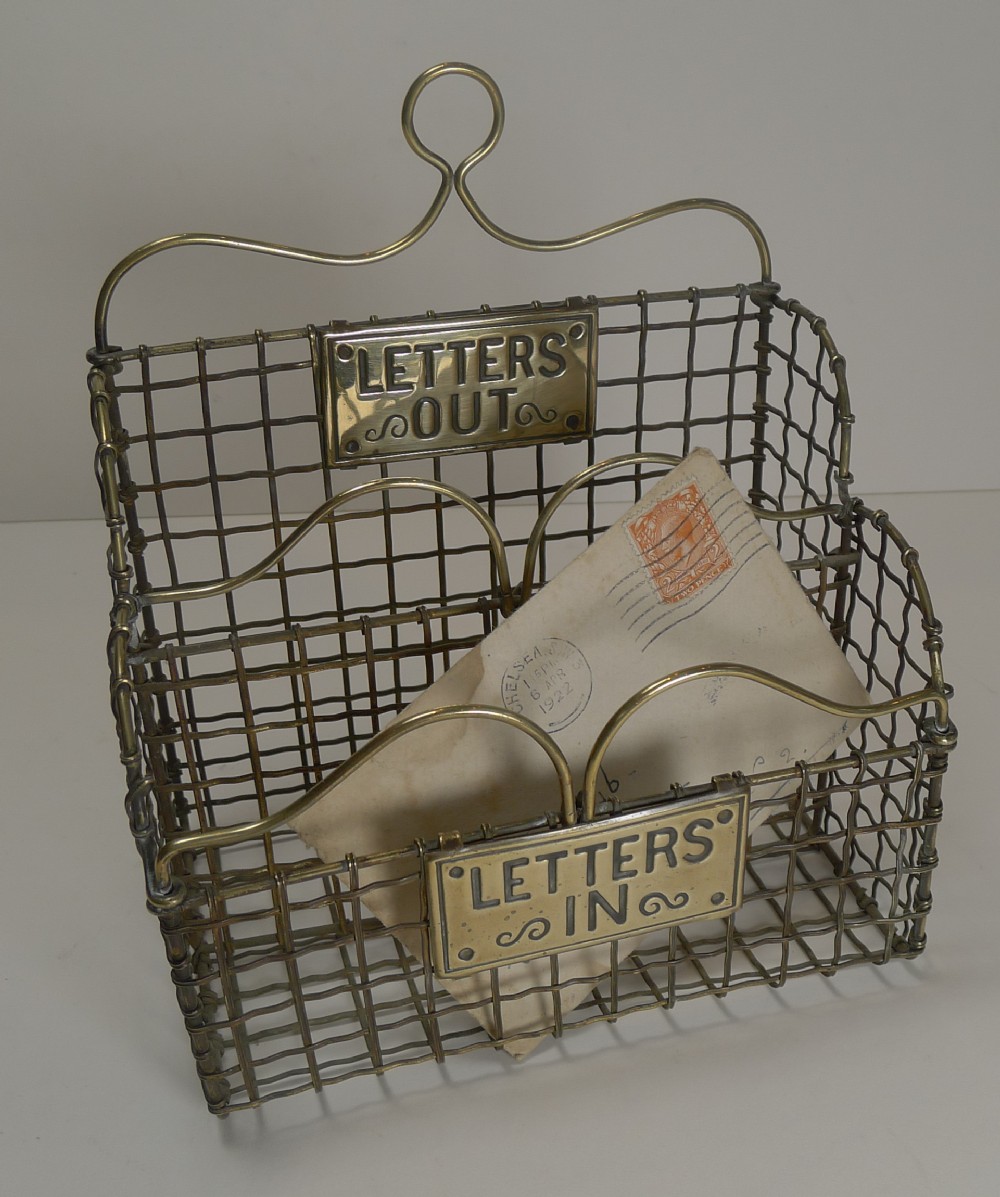Victorian English Brass Mesh Letters Box or Caddy c.1880