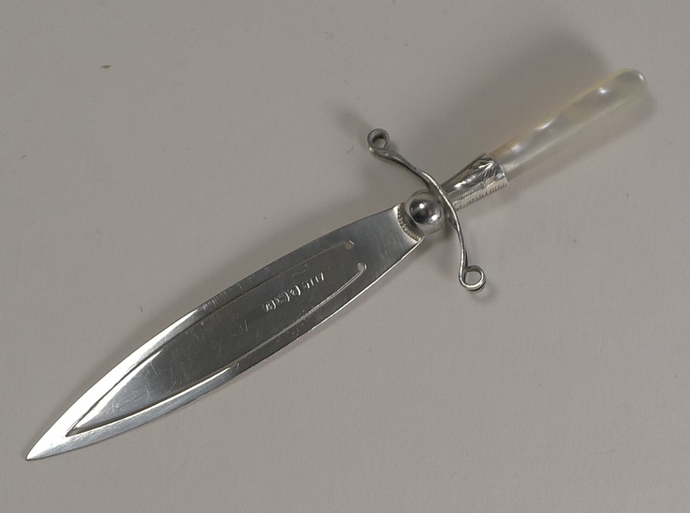 English Sterling Silver and Mother of Pearl Bookmark - Sword