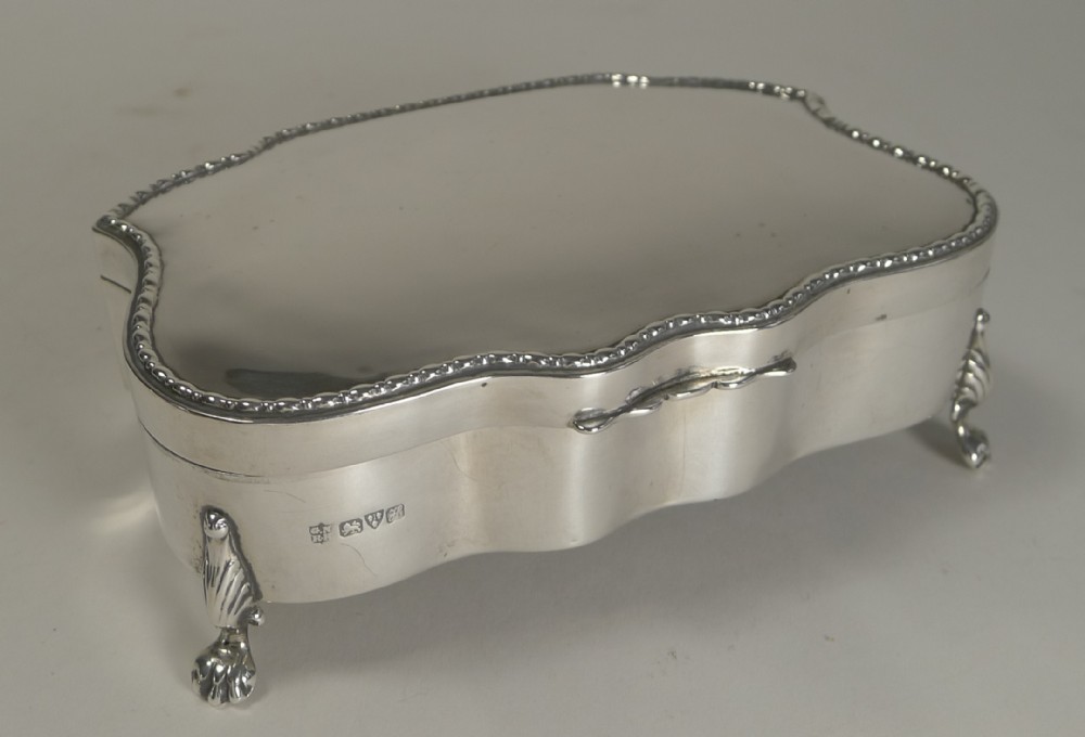 Elegant Large Antique English Sterling Silver Jewellery Box - 1908