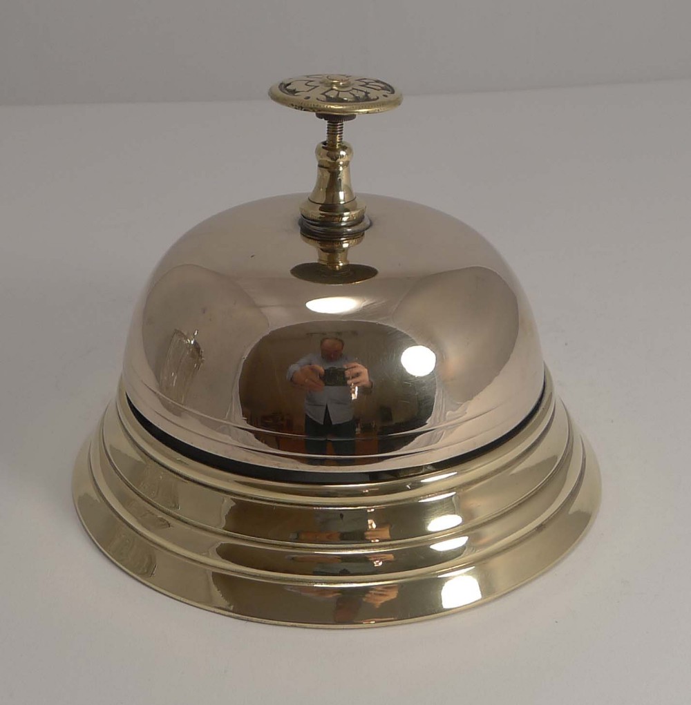 Oversized Antique English Brass Desk or Counter Bell c.1880