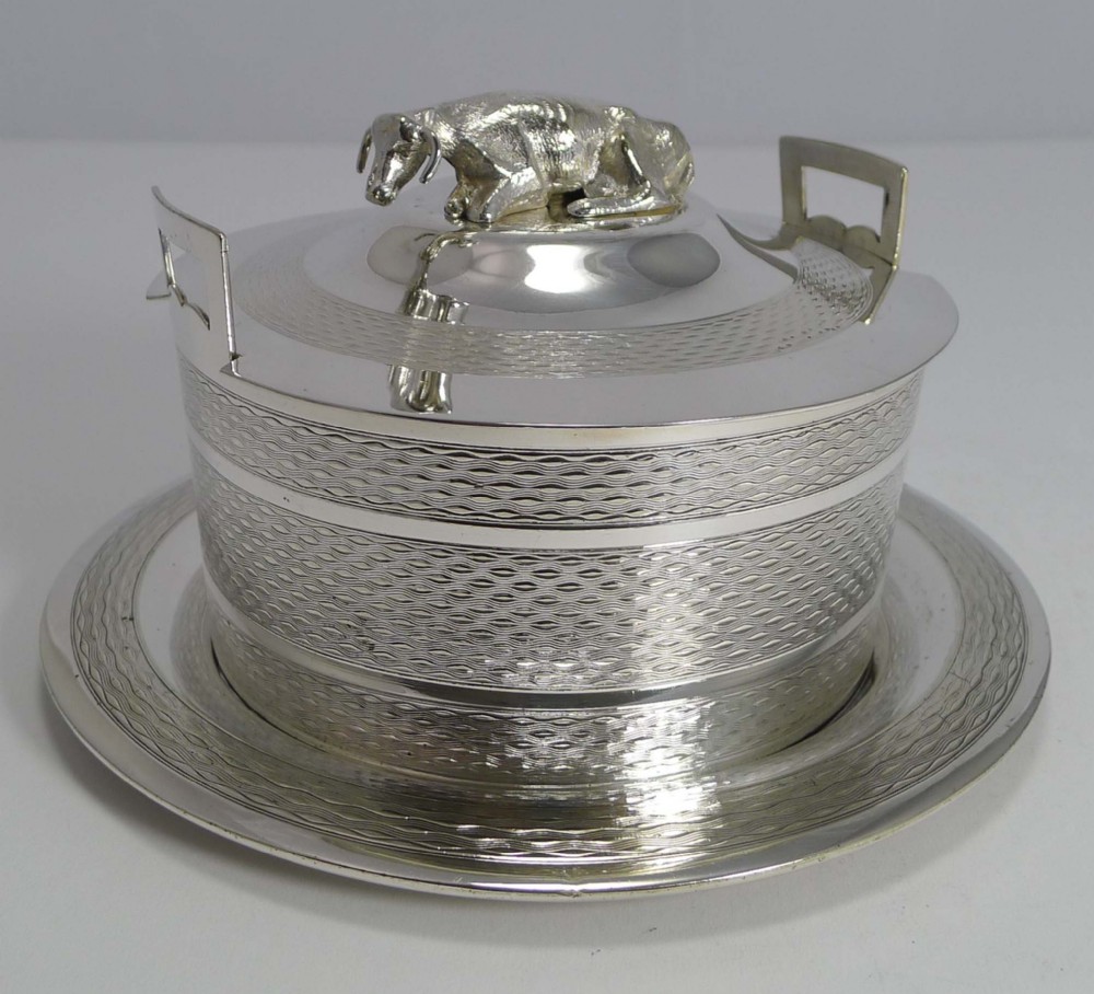 Stunning Antique English Figural Butter Dish - Cow - By Thomas Harwood and Sons c.1880