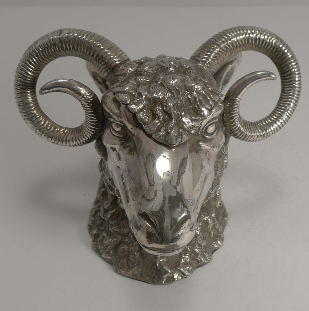 Antique English Figural Inkwell - Ram's Head c.1890