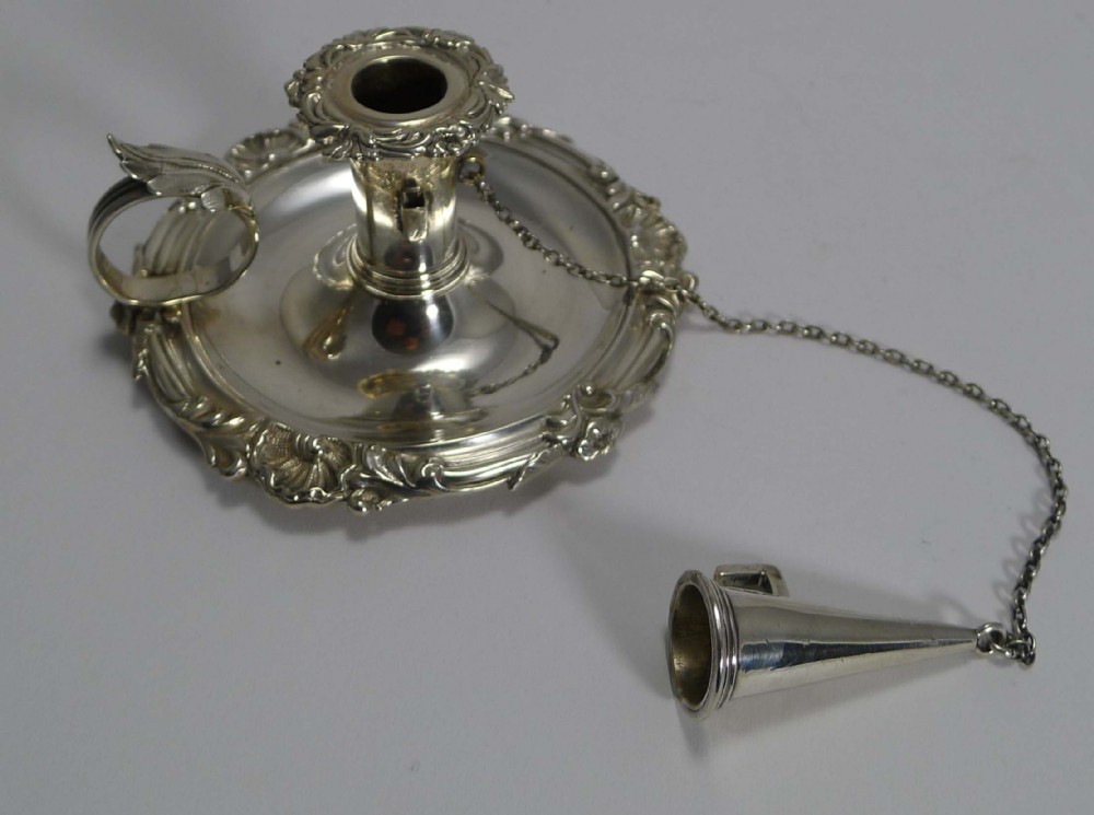 Early English Sterling Silver Chamberstick and Snuffer by William Ker Reid - 1840