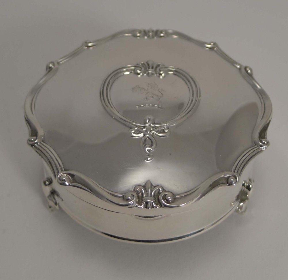INE ANTIQUE ENGLISH STERLING SILVER JEWELLERY BOX BY MAPPIN AND WEBB