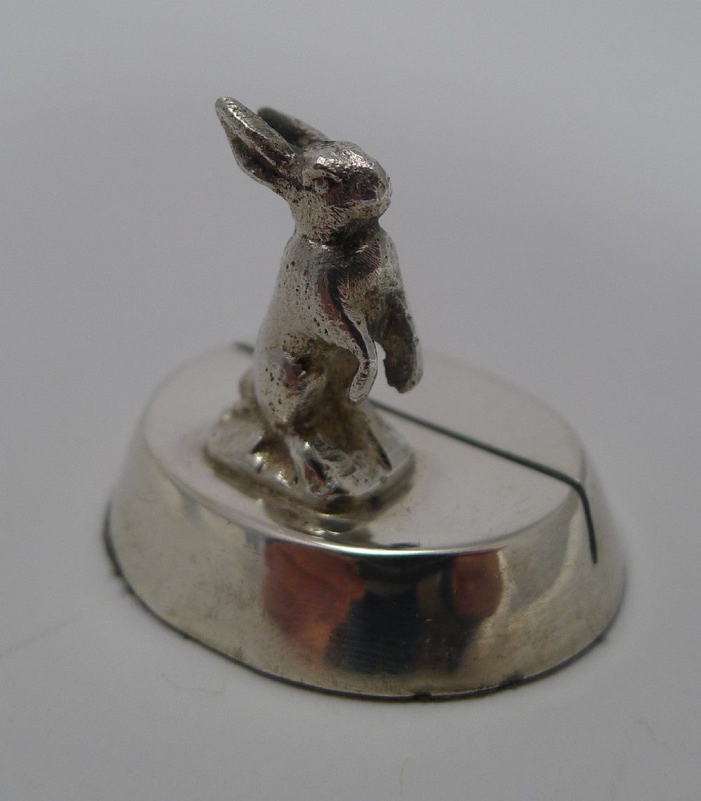 Charming English Figural Menu Holder by Sampson Mordan - Hare or Rabbit