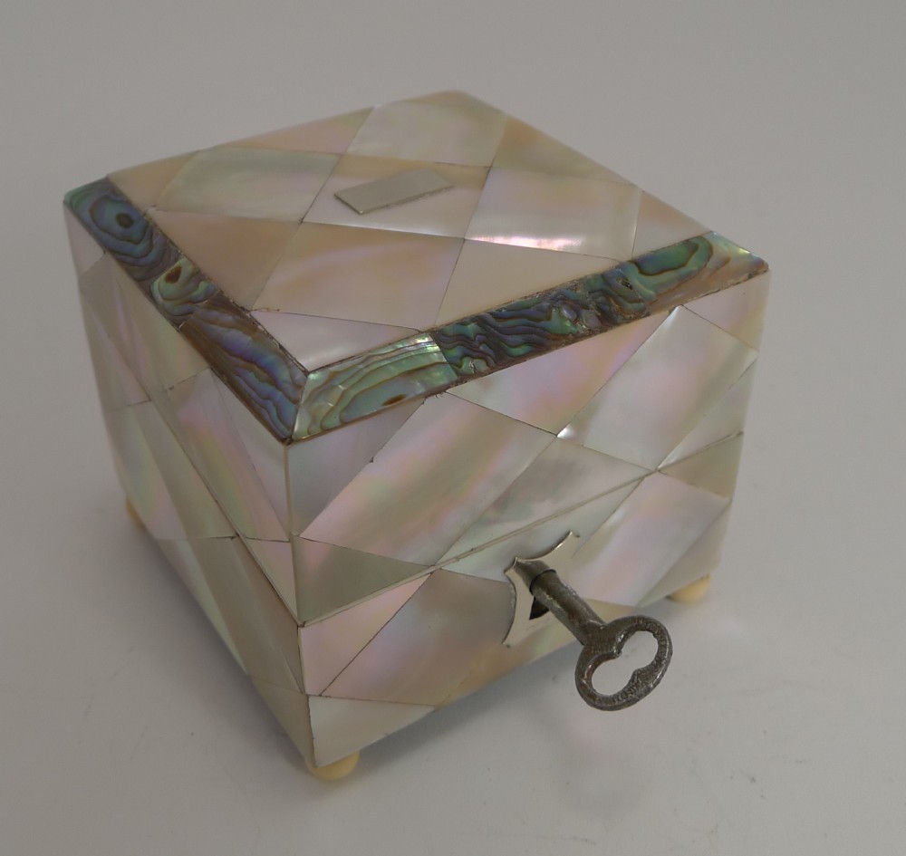 Superb Antique English Mother of Pearl and Abalone Scent Bottle Box c.1860
