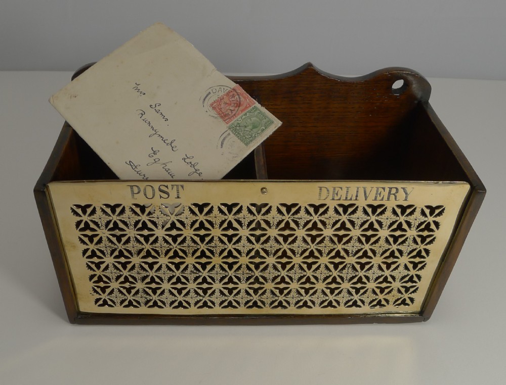 Antique English Polished Oak & Brass 