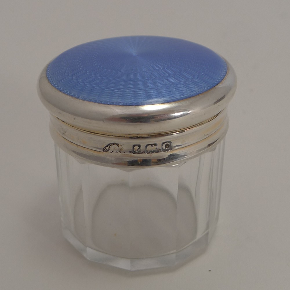Small Silver and Enamel Lidded Vanity Jar
