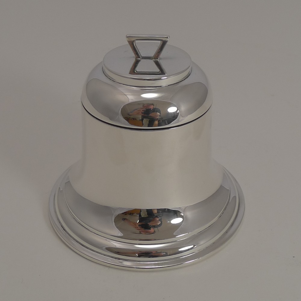 Large Antique English Sterling Silver Novelty Inkwell - Bell - 1908