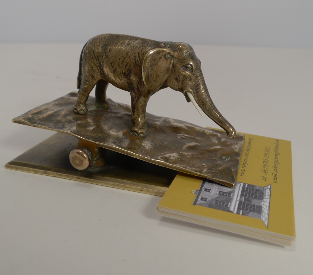 Antique English Bronze & Ivory Figural Letter Clip c.1890 - Elephant
