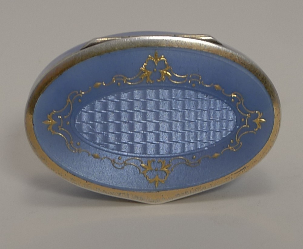 Exquisite Antique Sterling Silver and Purple Enamel Pill Box
