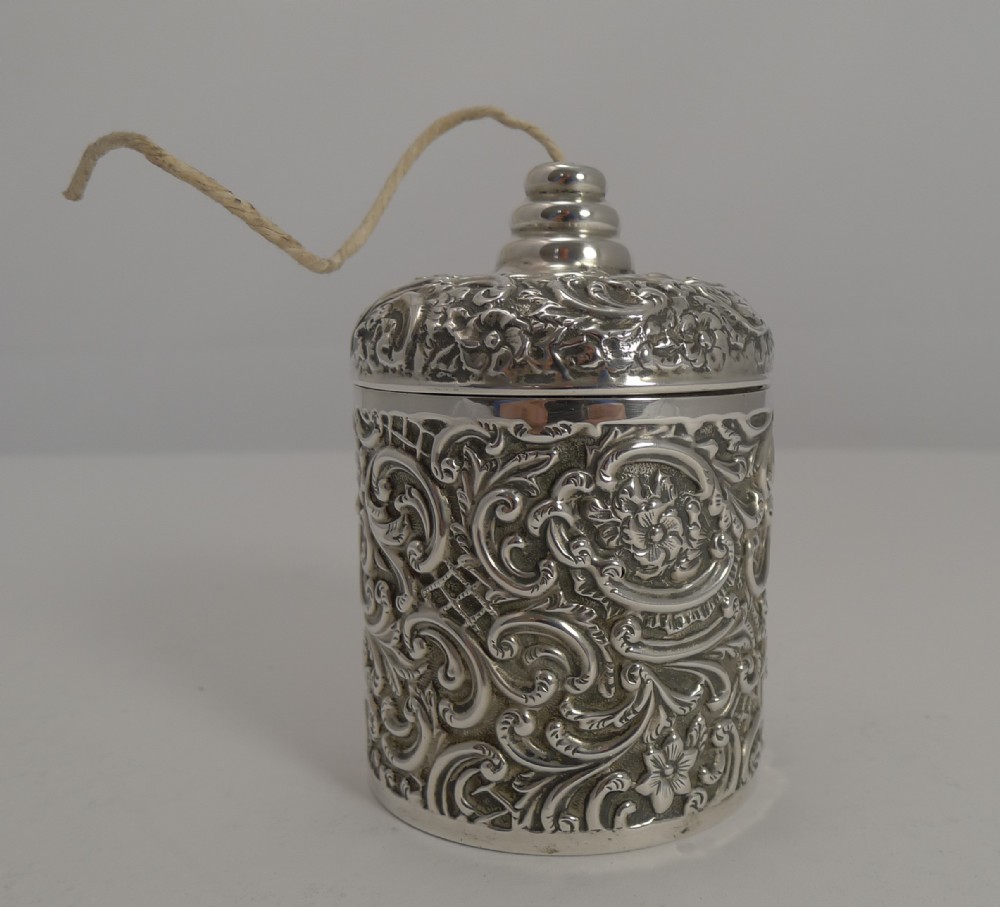 Antique English Sterling Silver String or Twine Box - 1900