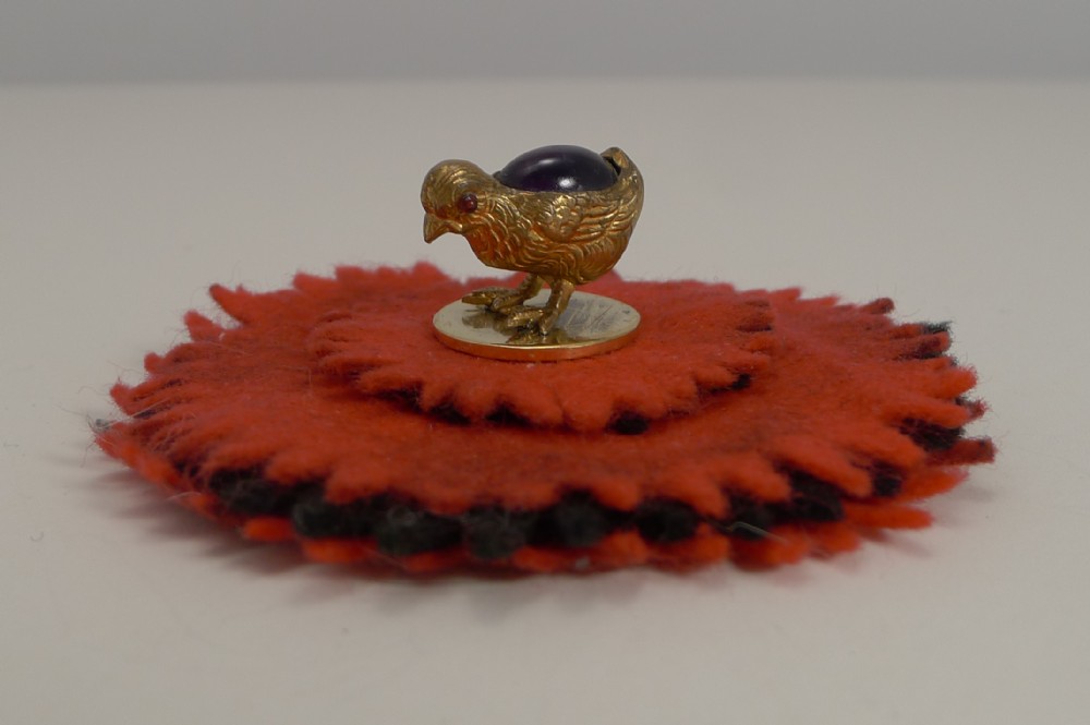 Unusual Antique Figural Pen Nib Wipe - Chick with Glass Eyes c.1900