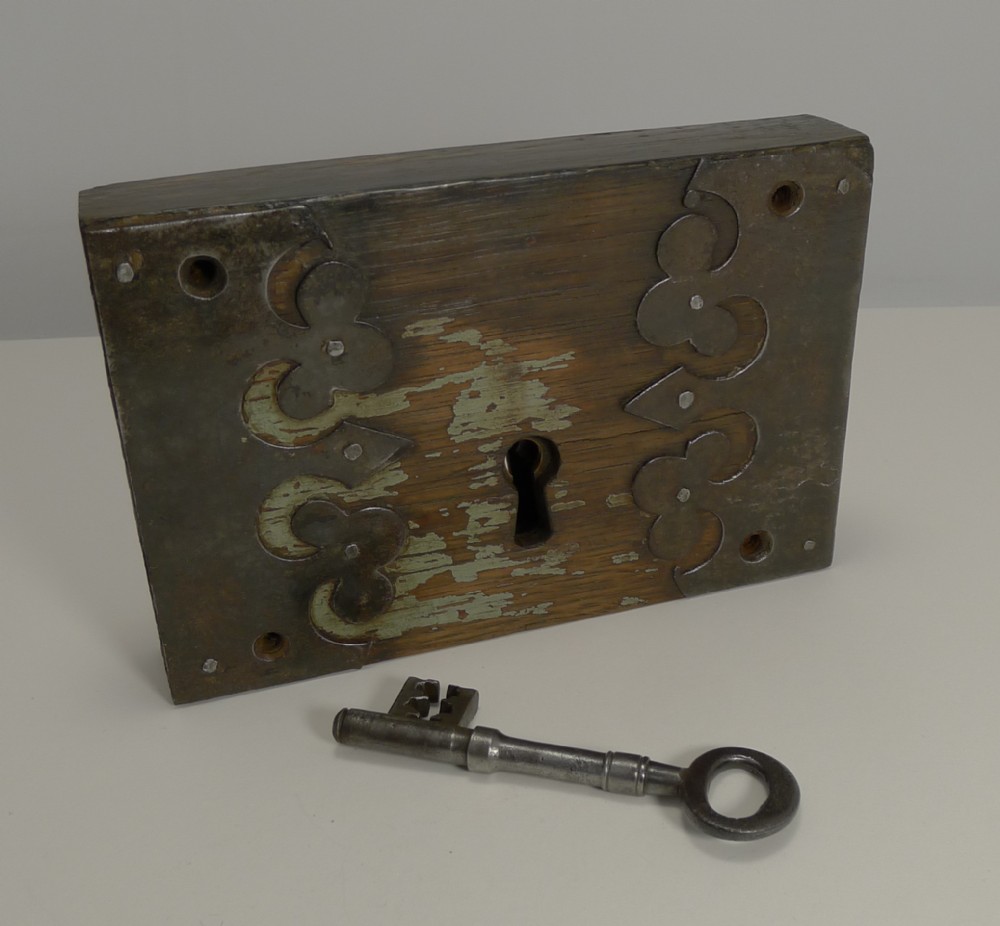 Fabulous Decorative Large Early Lock and Key - Original Paint