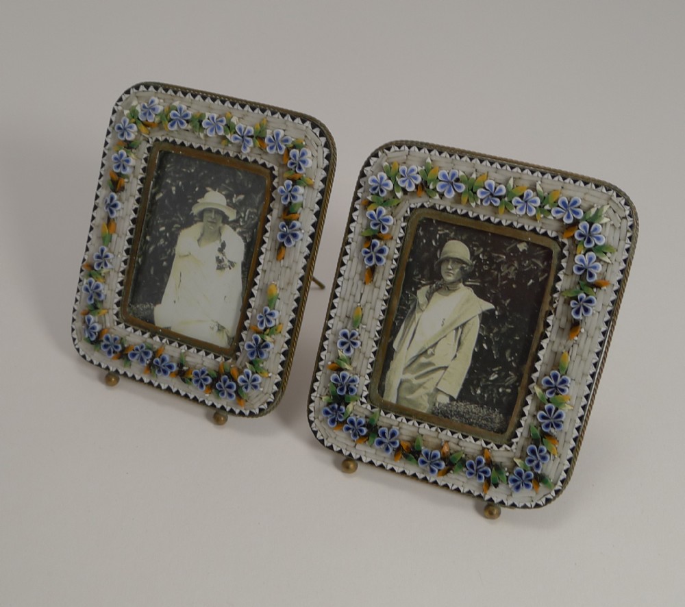 Superb Small Pair Antique Venetian Micro-Mosaic Photograph Frames c.1900