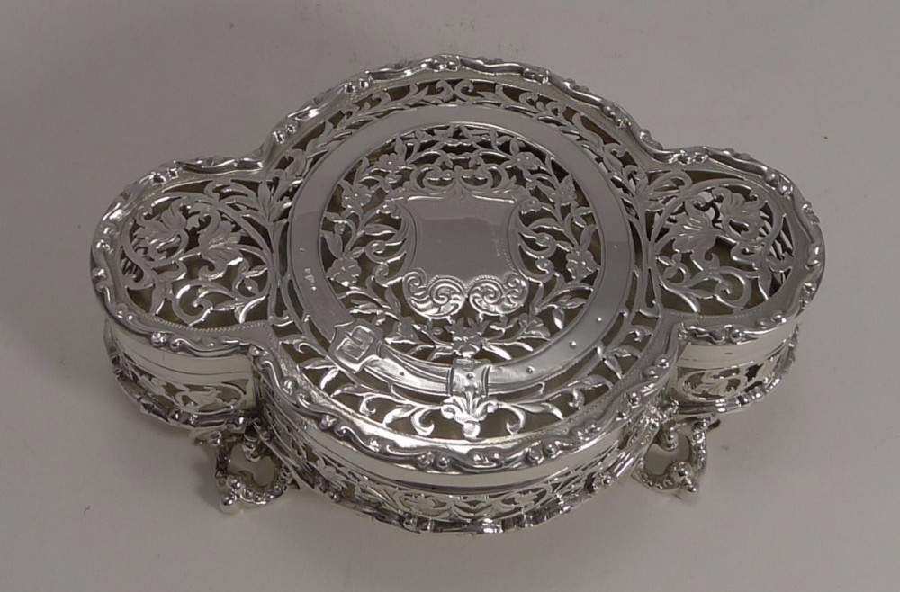 Finest Quality Antique English Sterling Silver Pot Pourri Table Box by George Nathan and Ridley Hayes