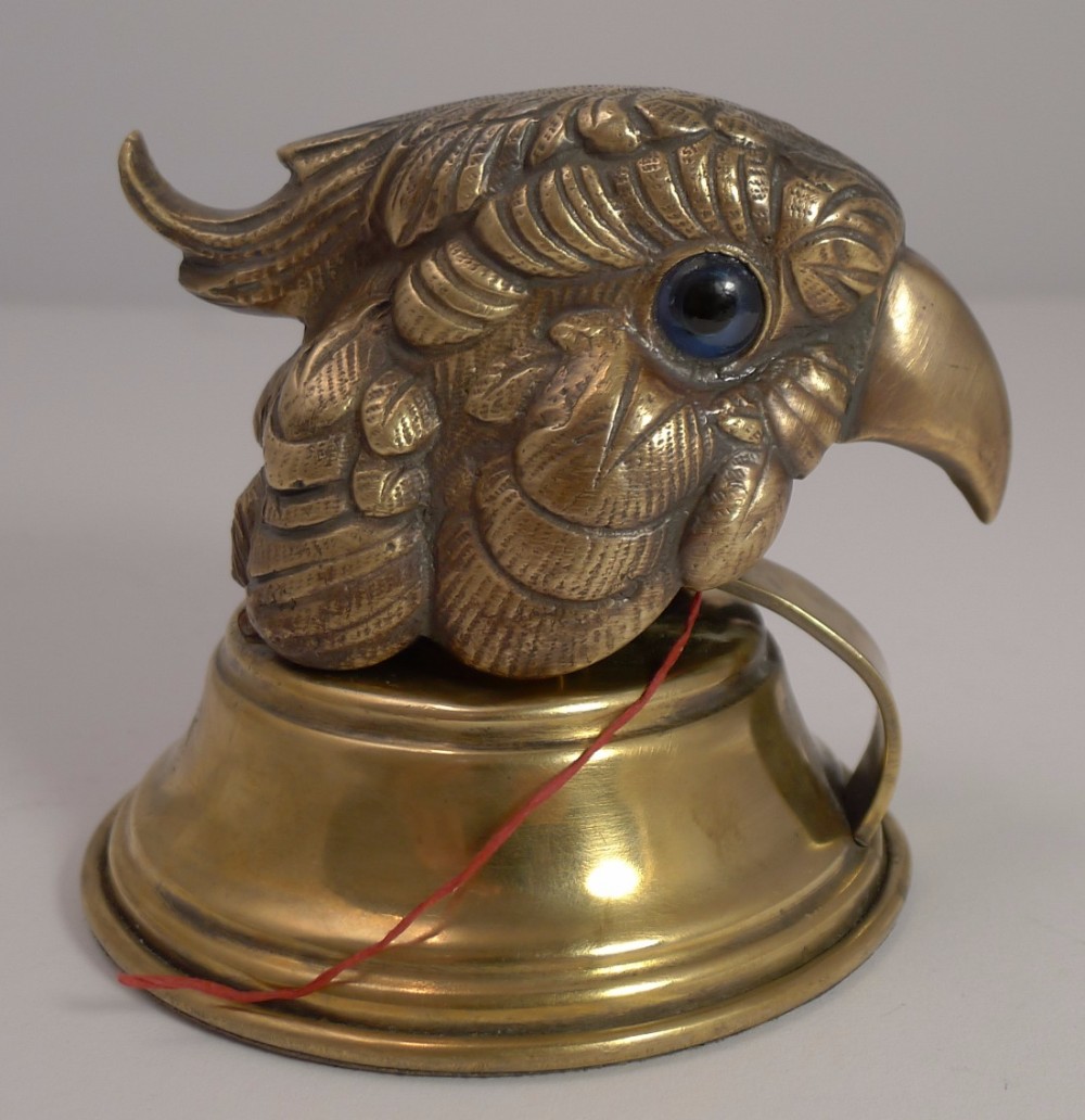 Rare Novelty Figural Twine Cutter - Parrot With Glass Eyes c.1880