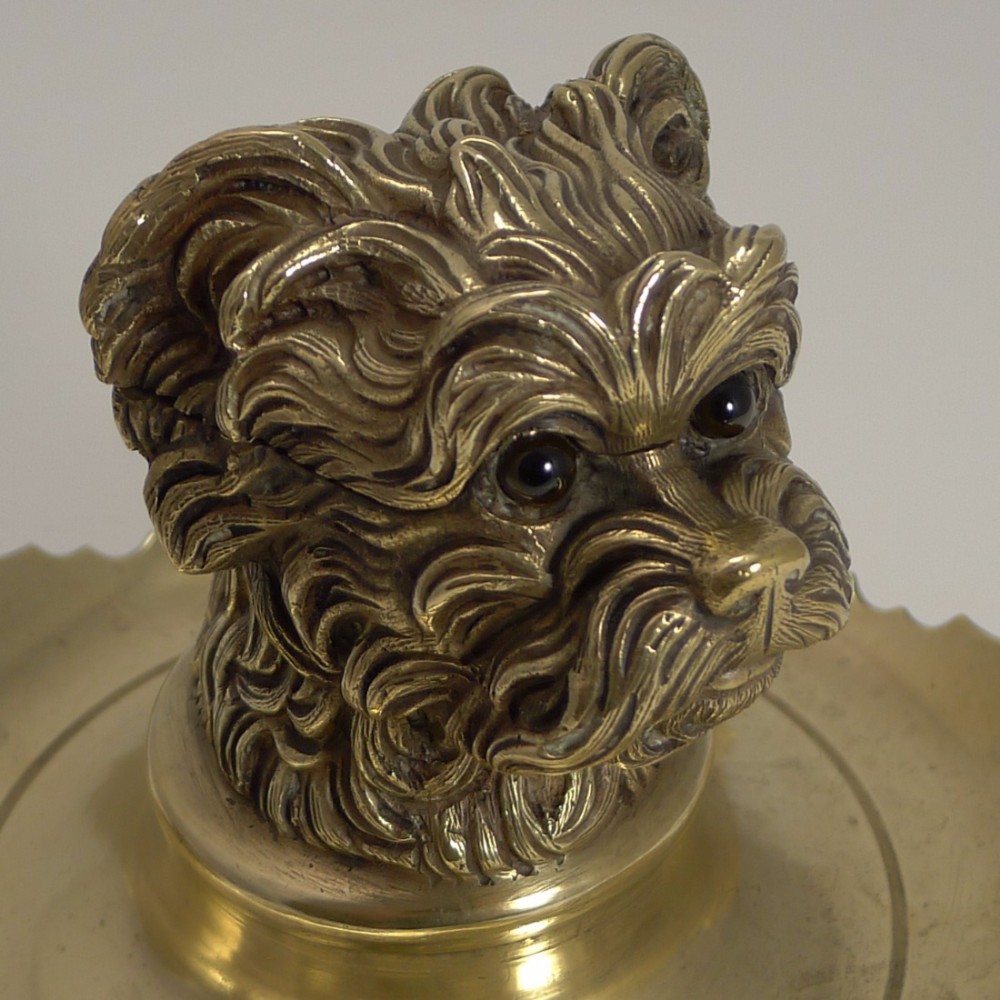 Antique Figural Inkwell - Greyfriars Bobby - Dog - c.1880