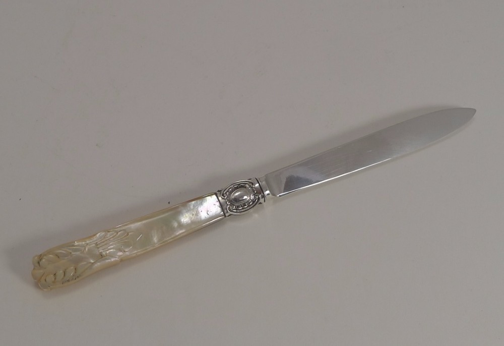 Antique English Sterling Silver & Mother of Pearl Letter Opener
