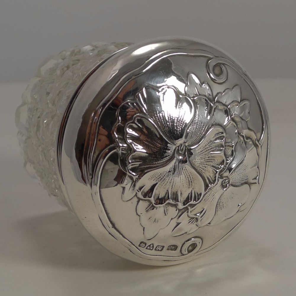 Antique Cut Crystal and Sterling Silver Vanity Box or Jar - 1905