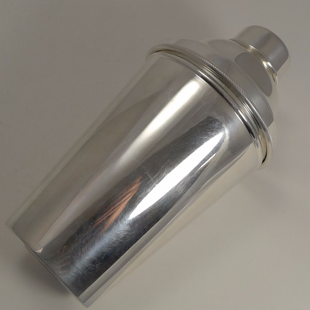 Large Vintage Silver Plated Cocktail Shaker With Integral Lemon Squeezer by James Dixon
