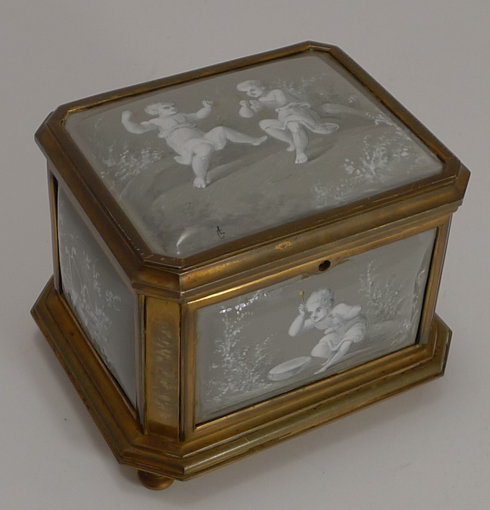 Antique French Limoges Enamel Jewellery Box c.1850