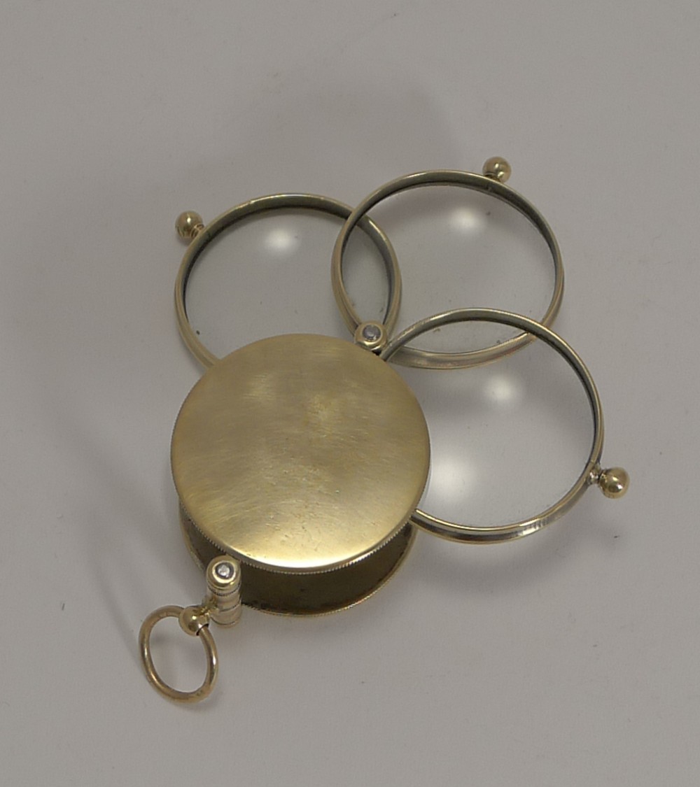 Fine Quality Large Victorian Triple Lens Magnifying Glass c.1890