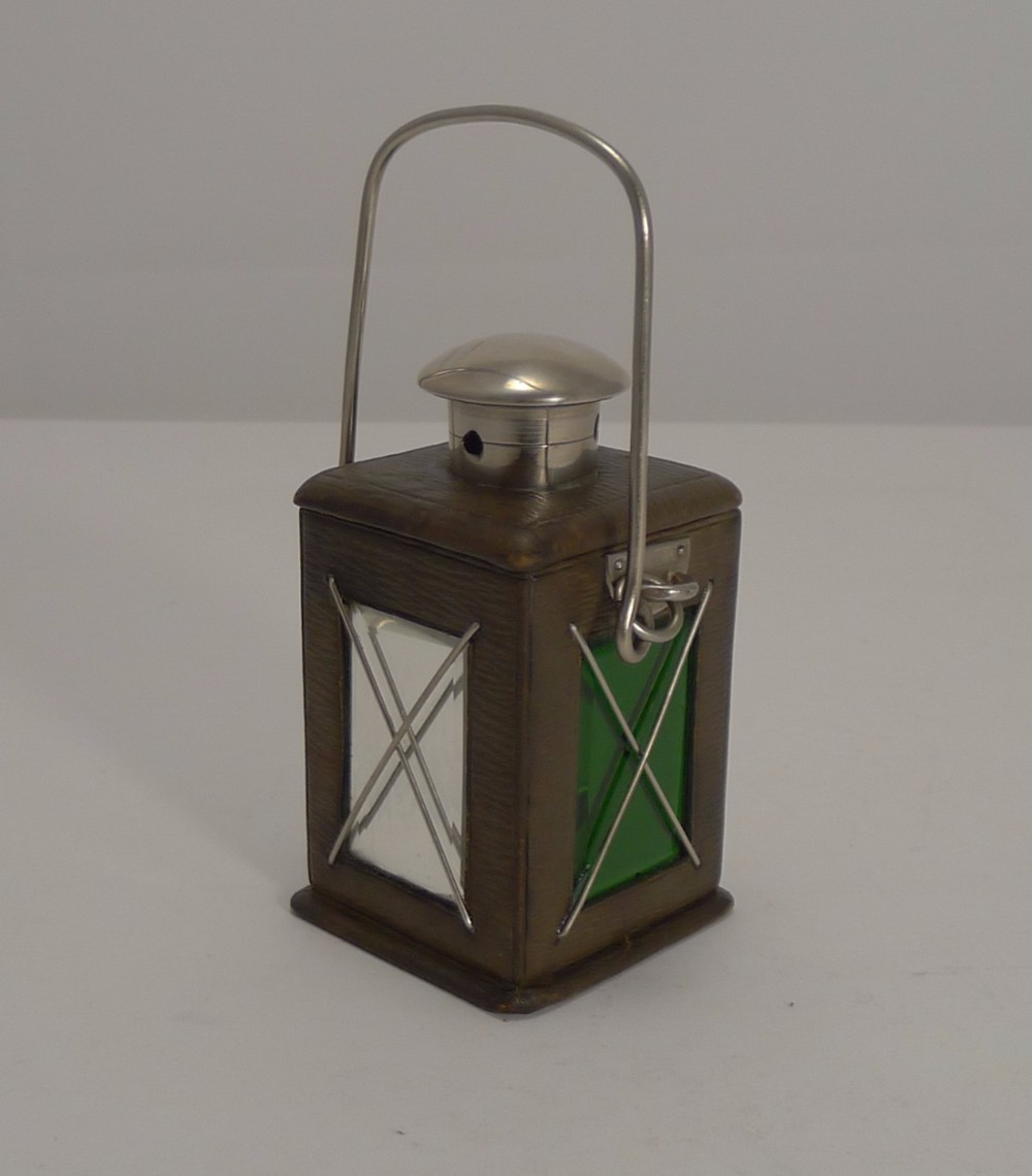 Rare Antique Novelty English Travel Inkwell - Marine Lamp c.1890