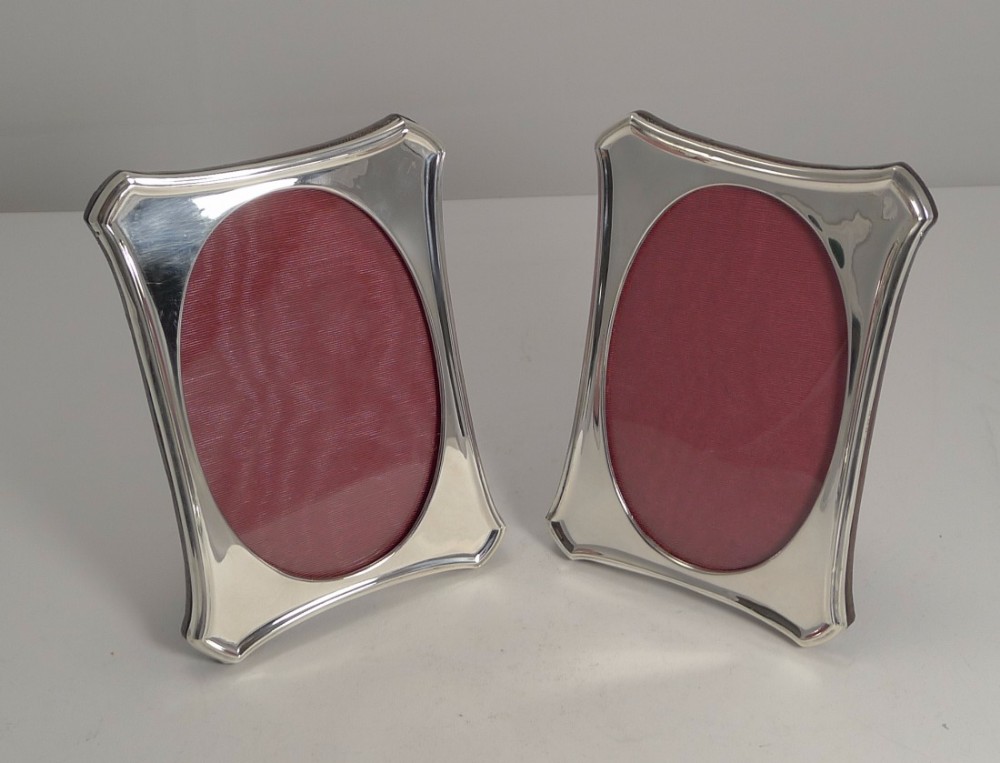 Elegant Pair Antique English Sterling Silver Photograph Frames
