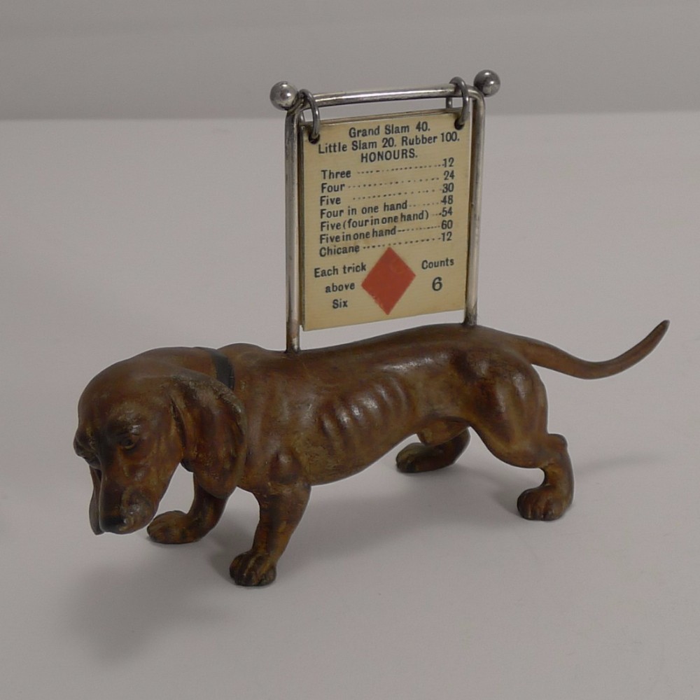 Antique English Figural Trumps Marker - Dog - Dachshund
