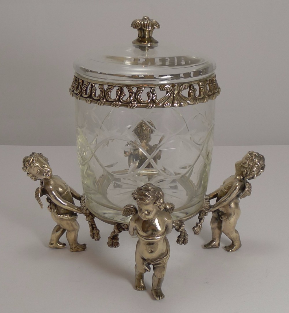 Grand Antique French Biscuit Box c.1890 - Cherubs or Putti Figures