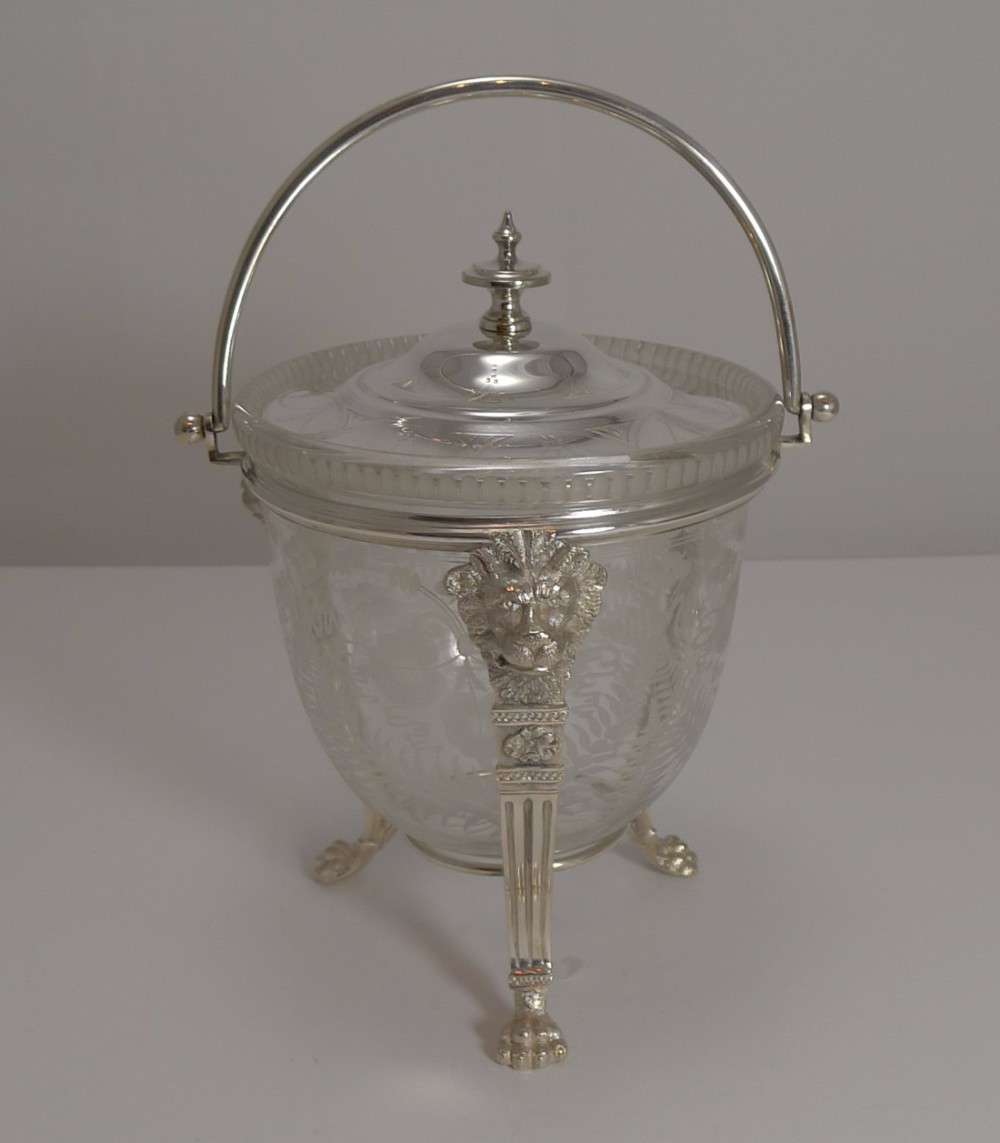 Magnificent Antique Scottish Fern Engraved Biscuit Box c.1880