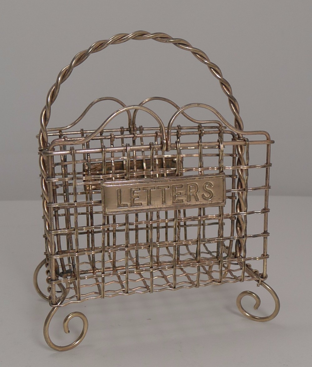 Antique English Brass Mesh Letters Rack c.1880