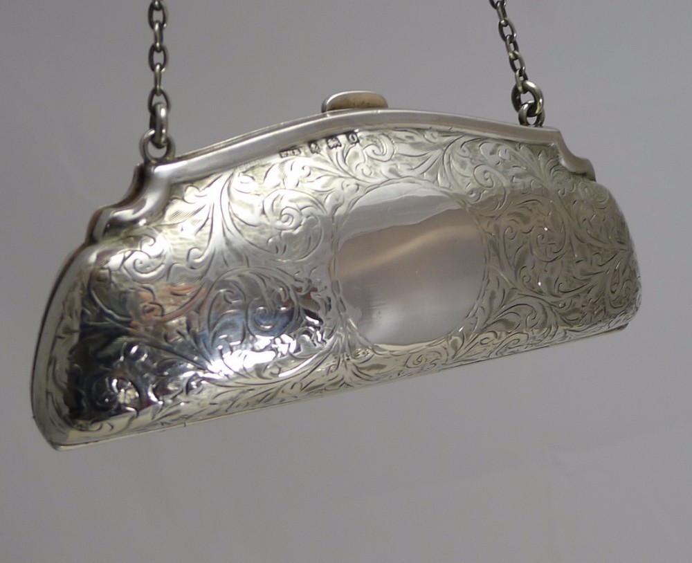 Pretty Antique English Sterling Silver Purse - 1913