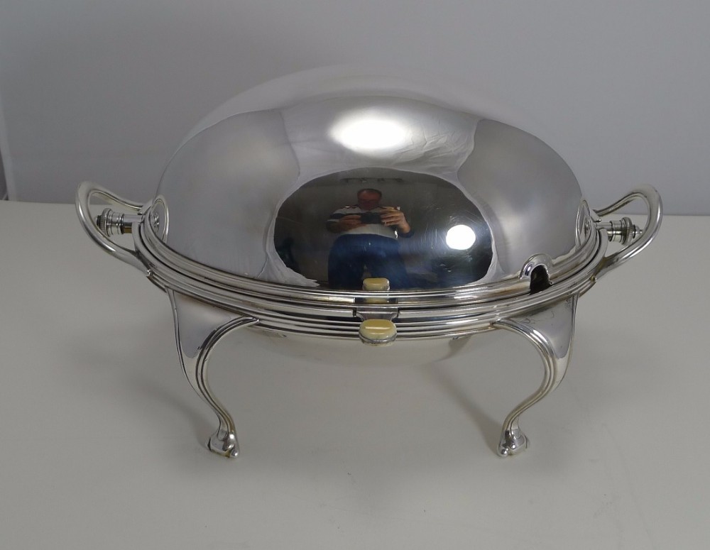 Elegant Antqiue English Silver Plated Revolving Breakfast Dish by Mappin and Webb
