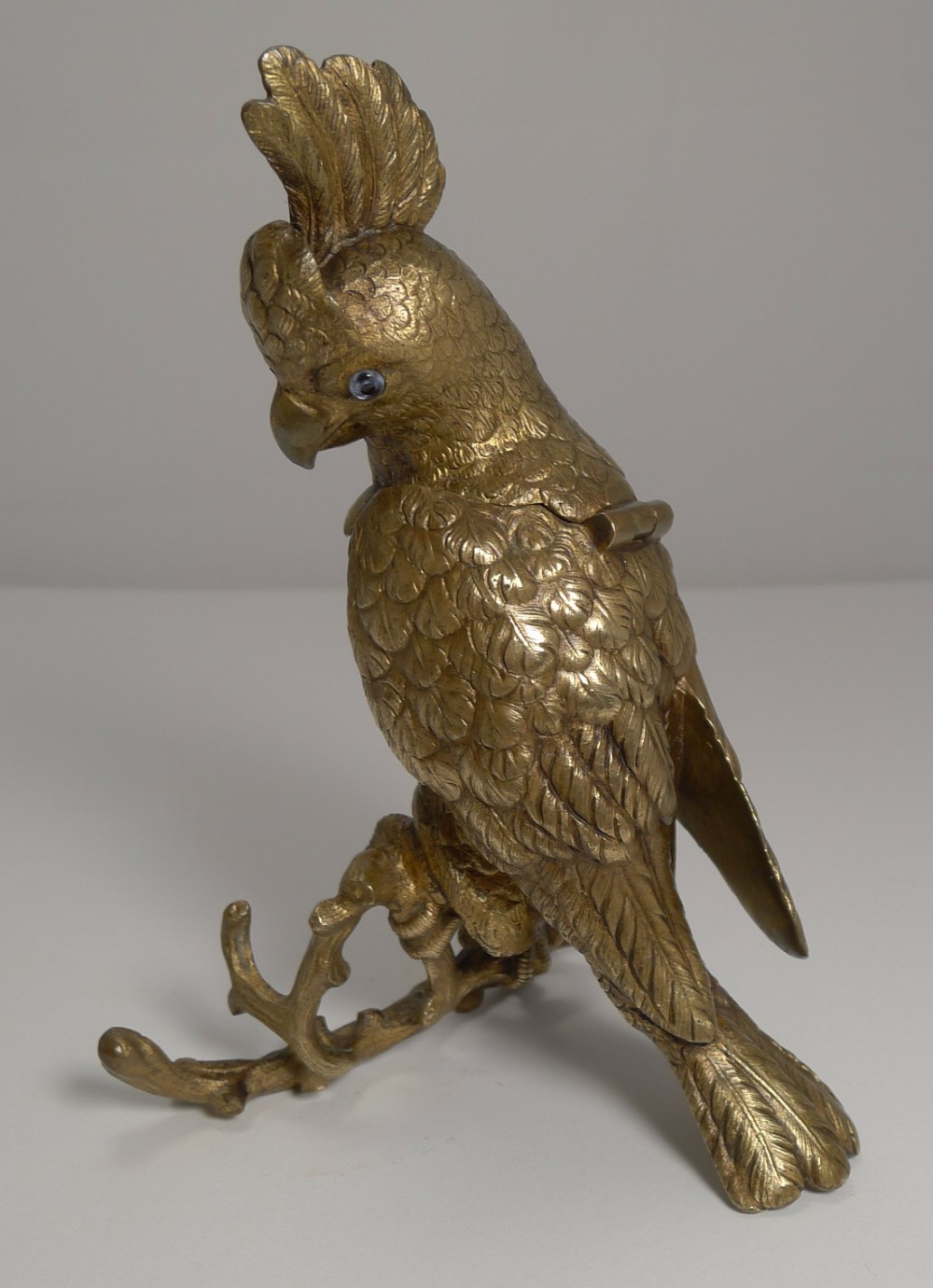 Wonderful Antique English Bronze Figural Inkwell - Cockatoo c.1850
