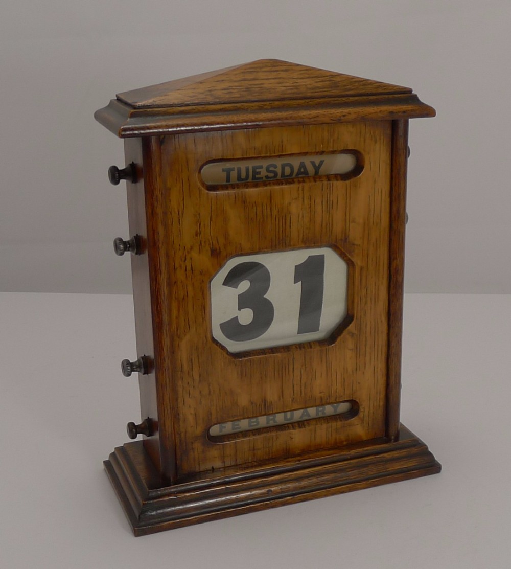 Very Large Antique English Solid Oak Perpetual Calendar c.1900