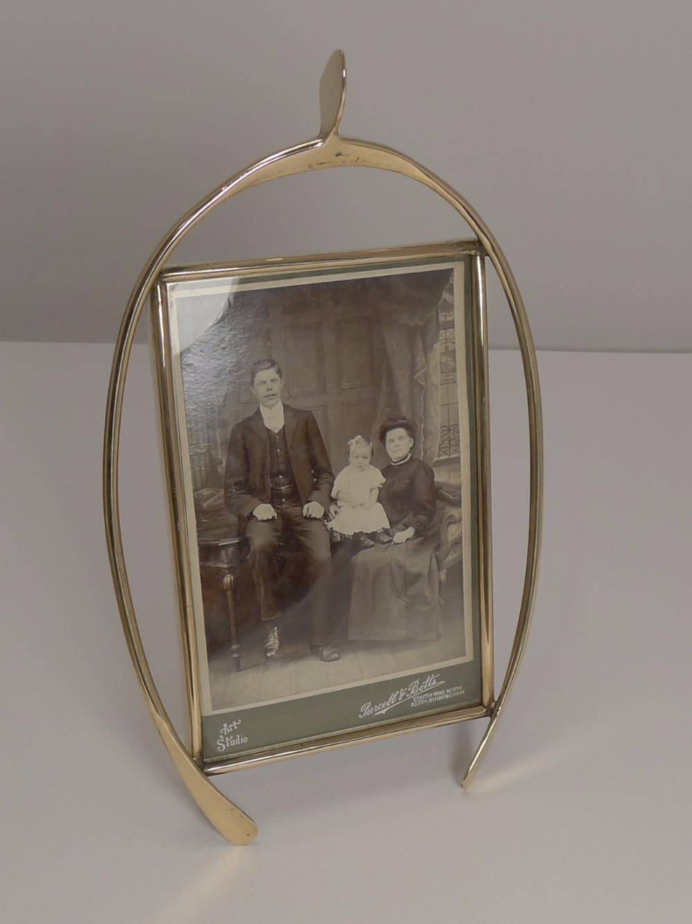 Lucky Antique English Brass Wishbone Photograph Frame