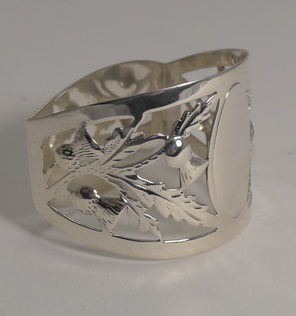 English Sterling Silver Napkin Ring - Scottish Thistles - 1921