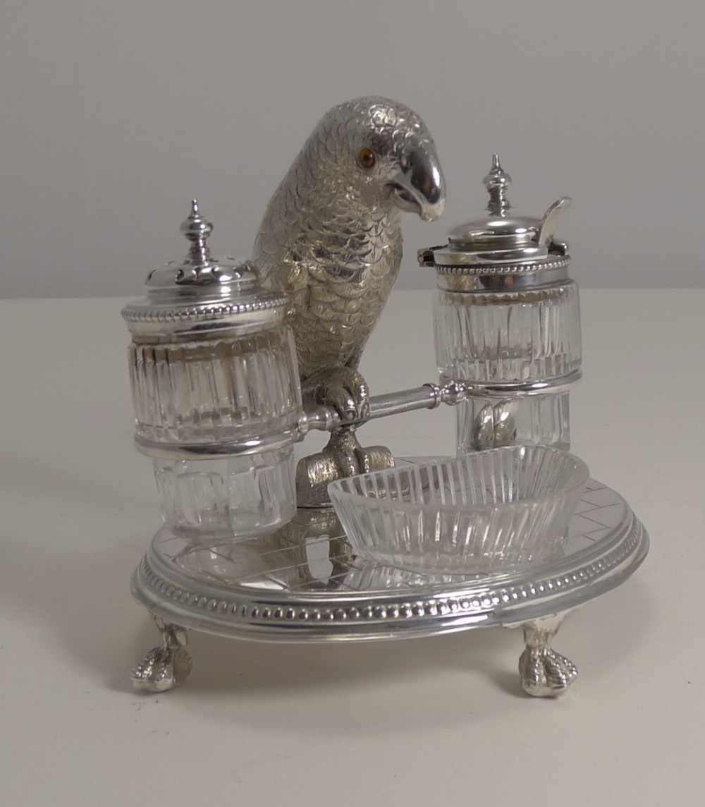 Antique Novelty Figural Cruet - Parrot, c.1880