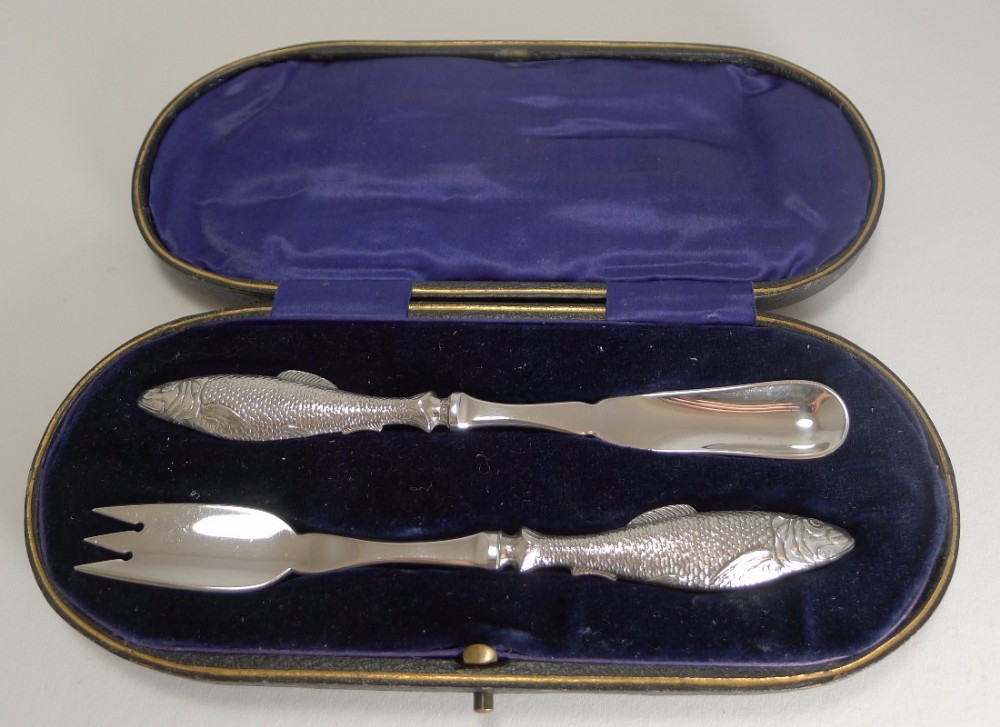 Rare Antique English Sterling Silver Fish Set - Harrods - 1912